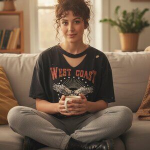 🦅 Windsor Distressed West Coast Tee Grunge S 🌴